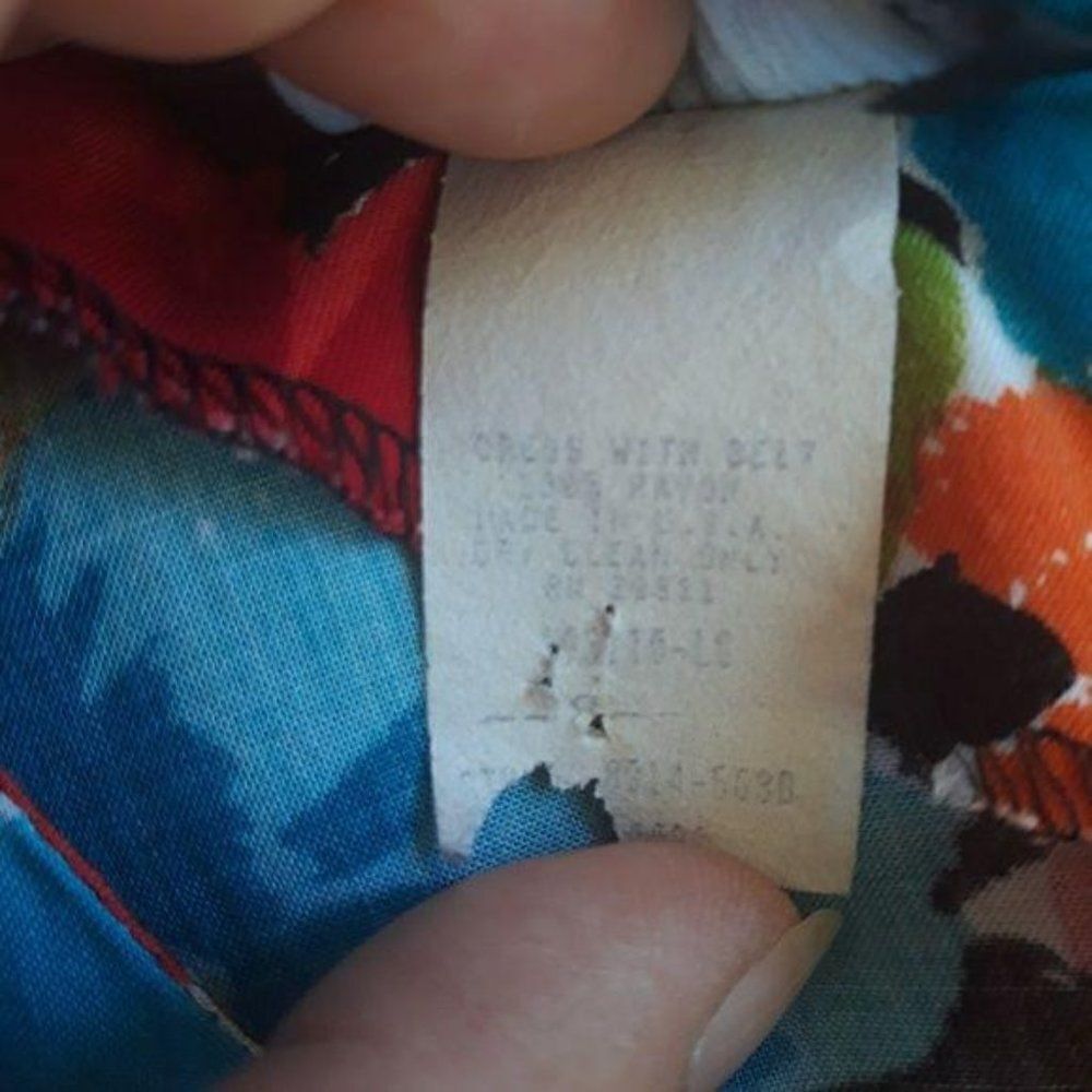 Vintage 80's Dress Tropical Hawaiian Island‎ Belted Floral Sleeveless Sz M - Picture 8 of 8
